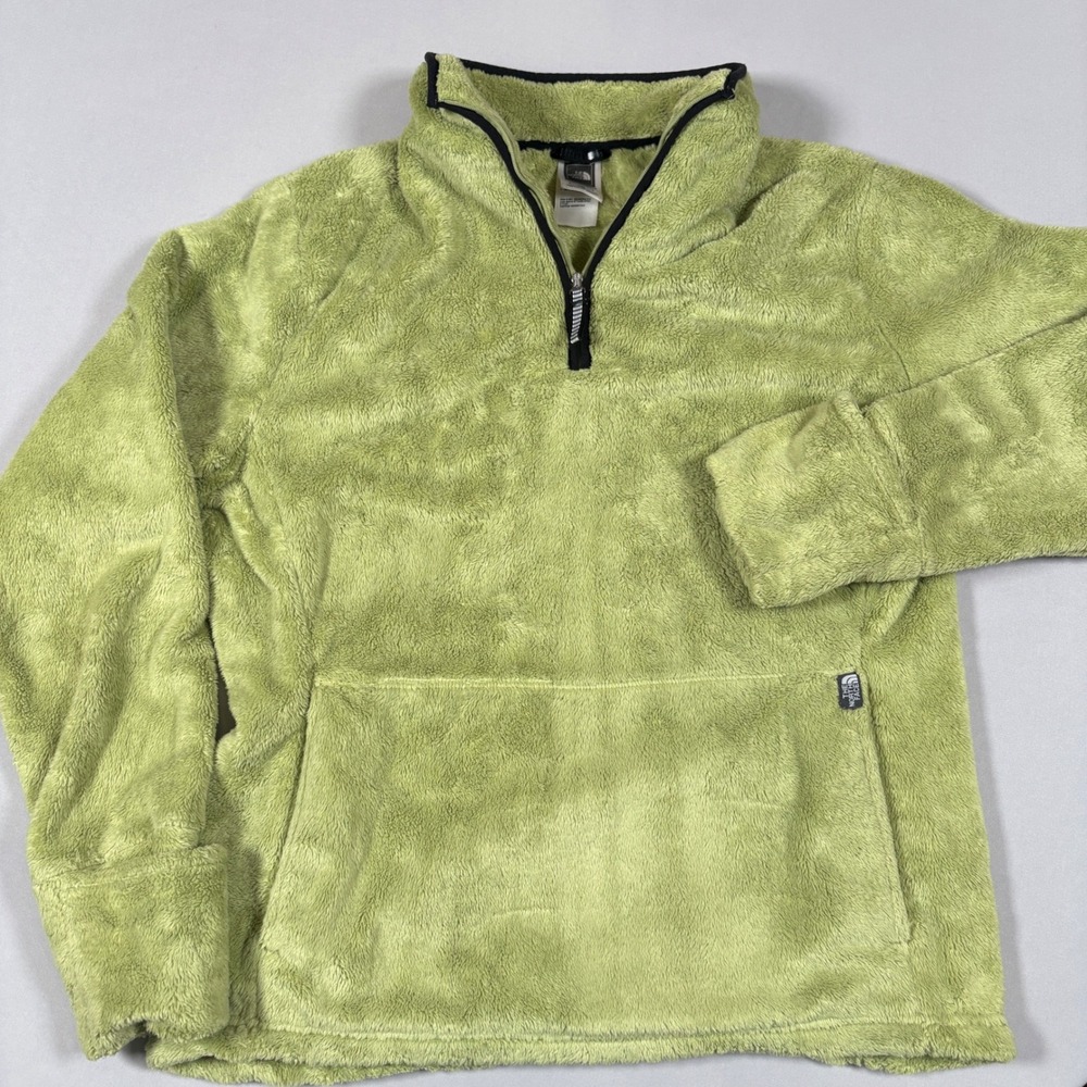 The North Face Fleece Pullover Womens L Osito Lime Green Quarter Zip High Pile
